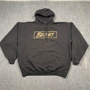 MrBeast Black Hoodie Gold Beast Logo Pullover Men's XL